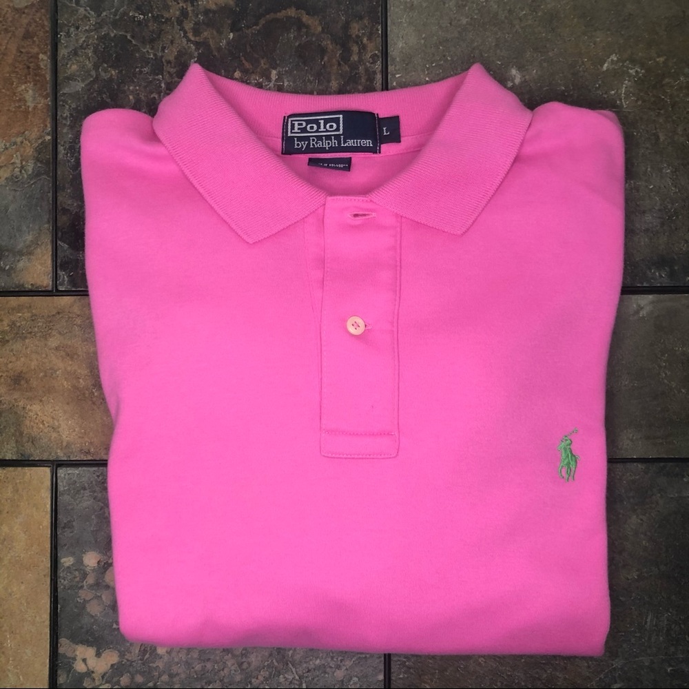 Polo by Ralph Lauren Jersey Polo Shirt Pink Large